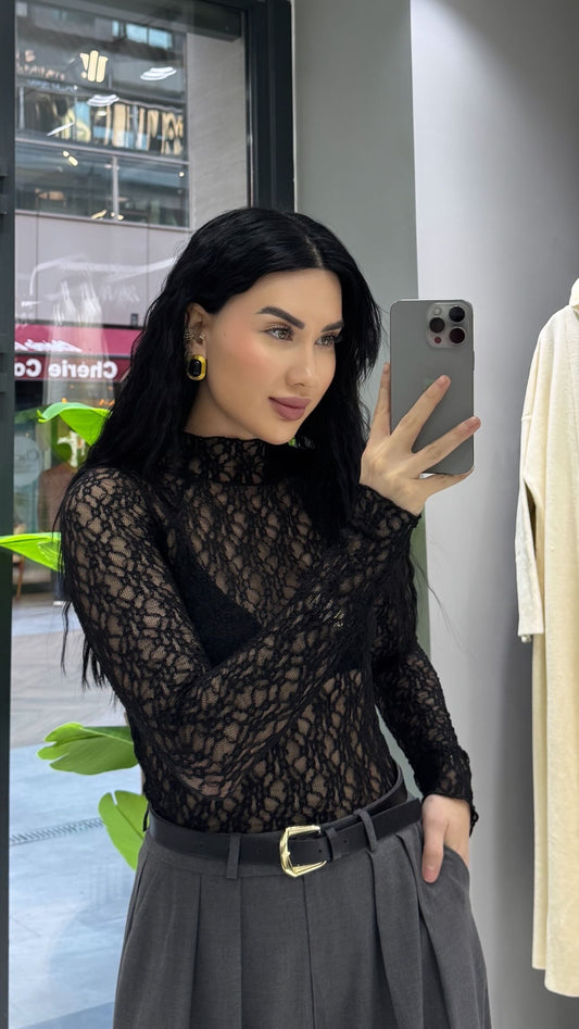 DANTELLİ TRANSPARAN BLUZ
