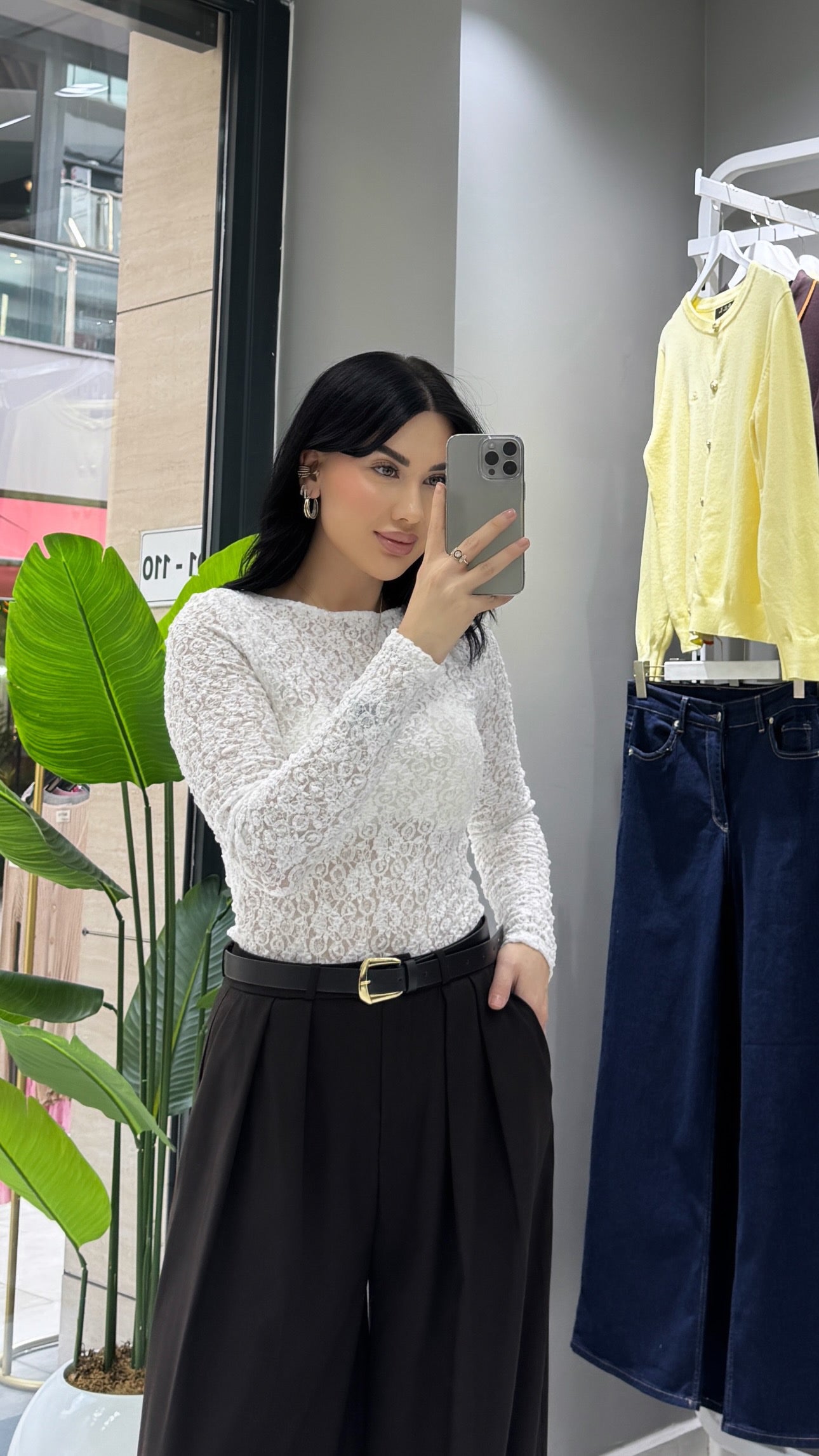 Transparan Dantel Likrali Bluz