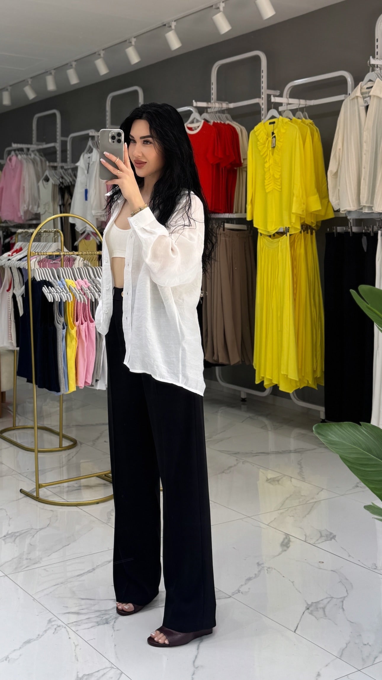 Sıyah Pileli Palazzo Pantalon