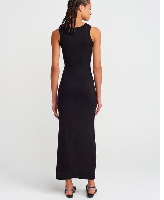 Yırtmaç Detaylı Midi boy Elbise