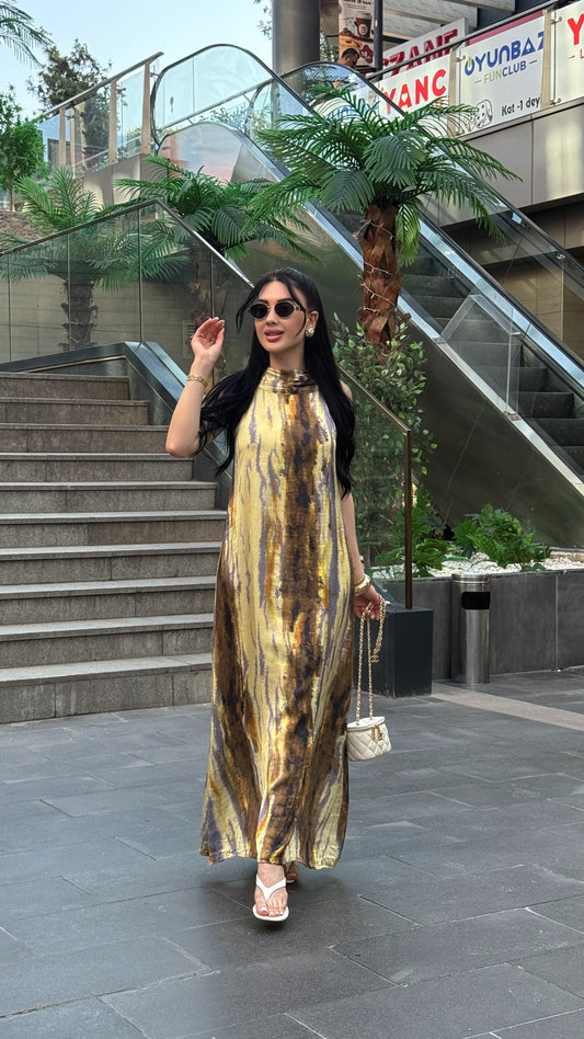 Sarı Saten Elbise