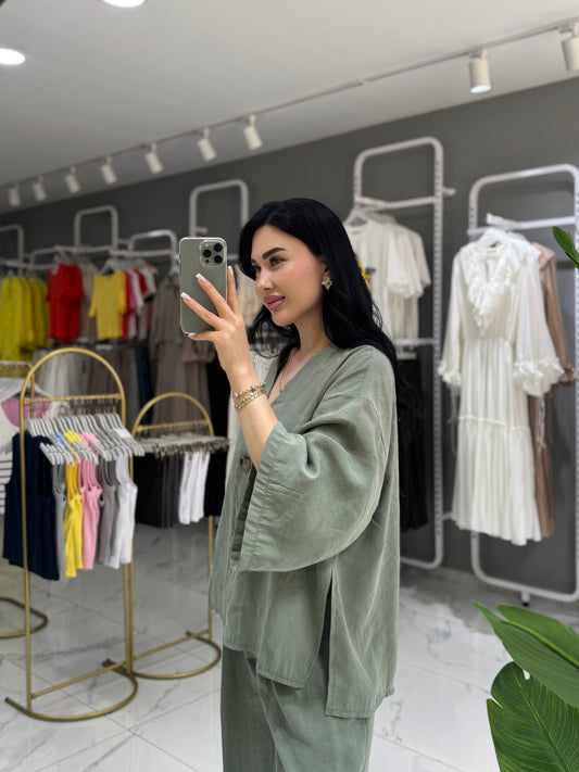 Düğme Detaylı Gömlek Takım