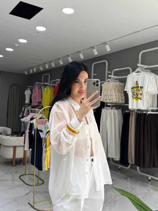 İpek Transparan Gömlek