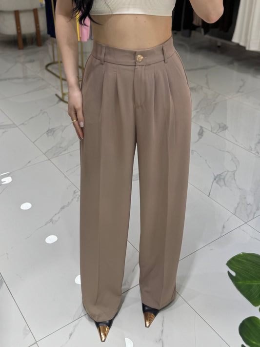 Camel Pileli Palazzo Pantalon