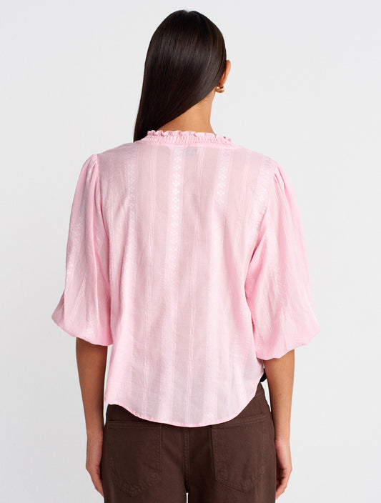 Nervül Detaylı Balon Kol Gömlek