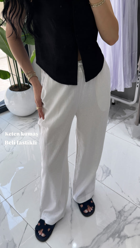 KETEN LASTİKLİ PANTALON