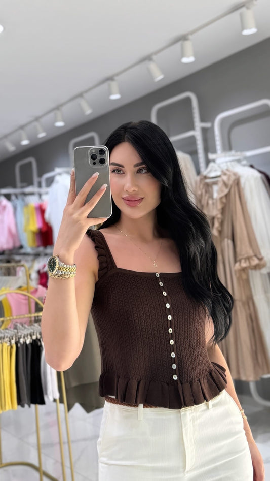 Askılı Fırfırlı Bluz