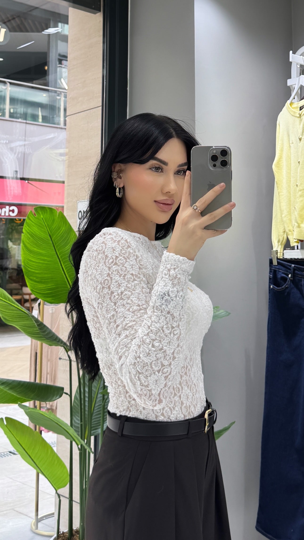 Transparan Dantel Likrali Bluz