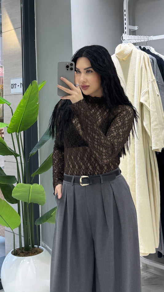 DANTELLİ TRANSPARAN BLUZ