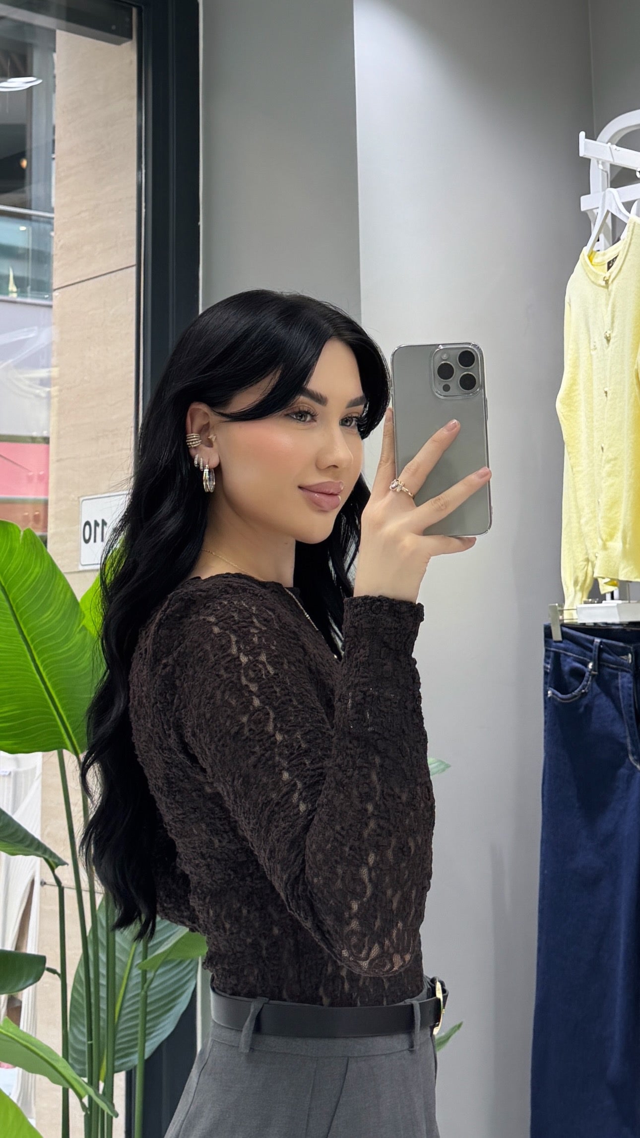 Transparan Dantel Likrali Bluz