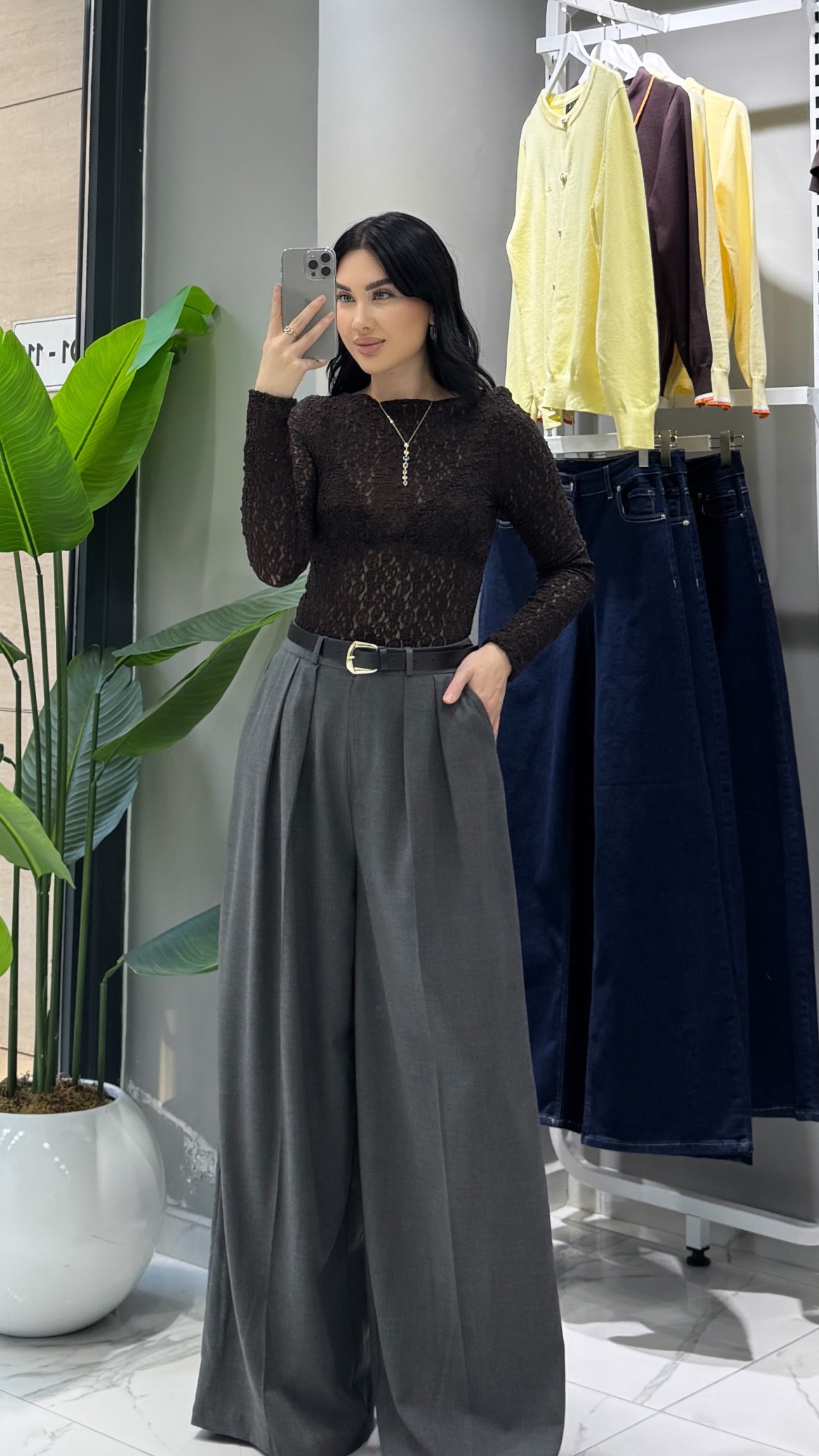 Transparan Dantel Likrali Bluz